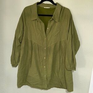 Collared babydoll olive dress